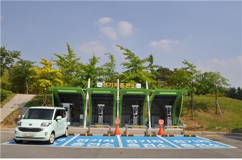 대구시 전기차 충전기 관제센터 내에 설치된 전기차 충전소 전경 [사진=대구시]