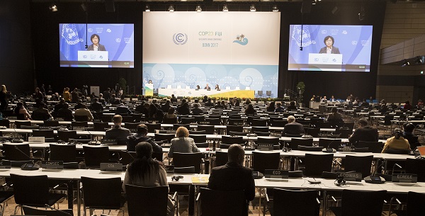 지난 6일 개막한 제23차 유엔기후변화협약 당사국총회가 폐막했다. 사진은 환경부 김은경 장관이 기조연설을 하고 있는 전경 [사진=환경부]