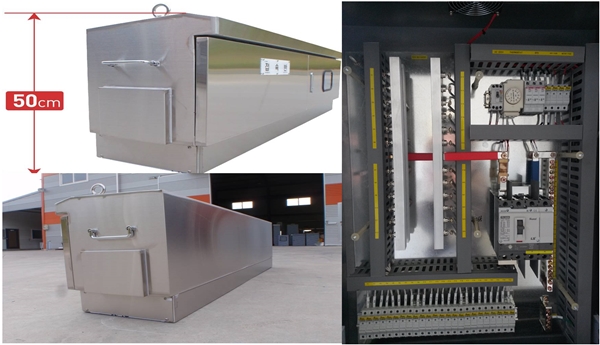 태경제이비의 수상태양광 전용 접속반과 내부 [사진=태경제이비]